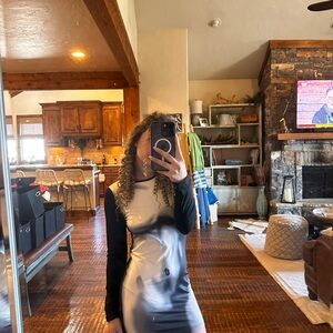 Black and White Long Sleeve Dress